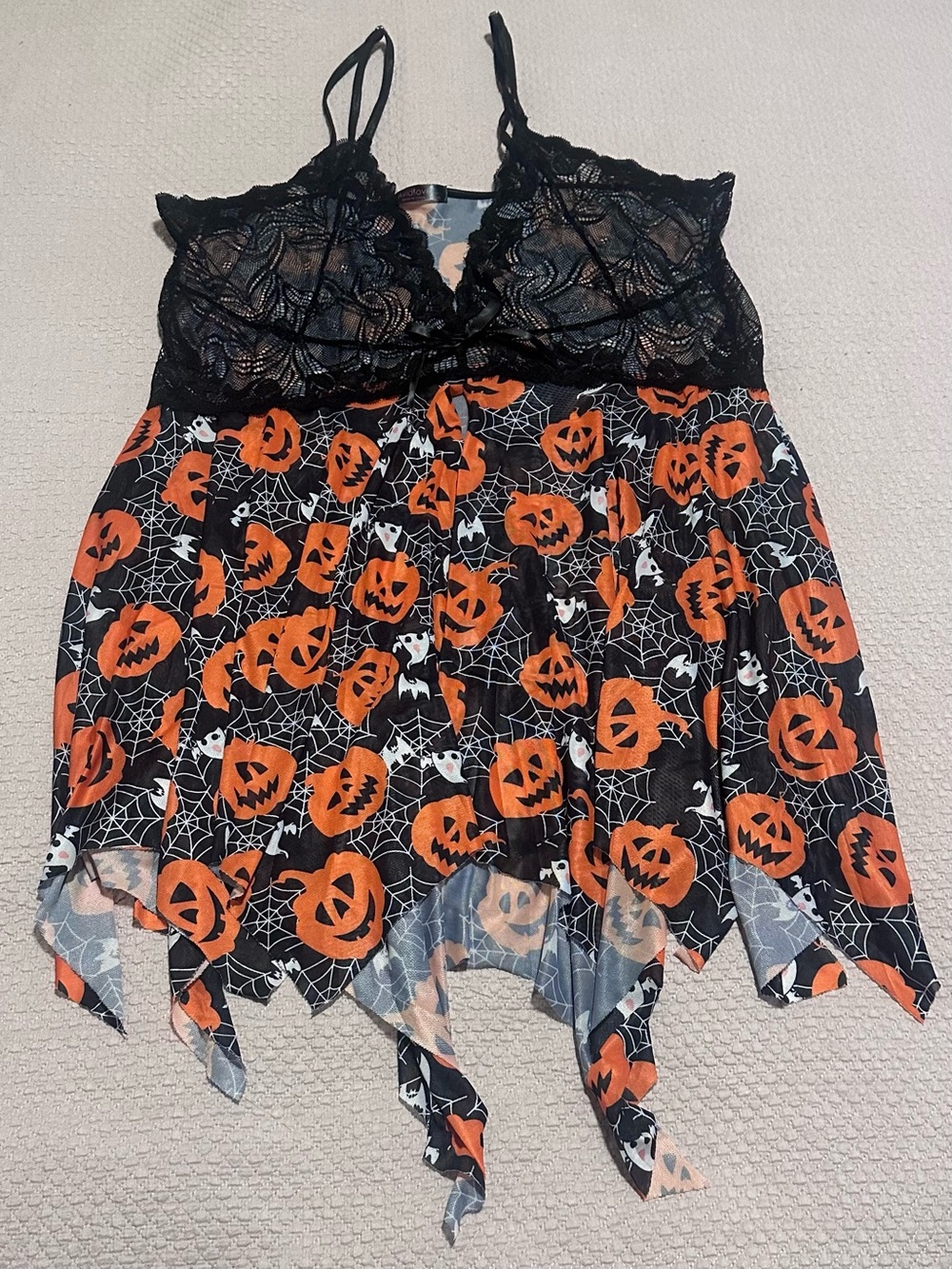 Avidlove plus 5x Halloween Lace Chemise Nightdress in Black and Orange